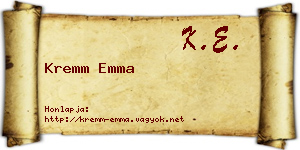 Kremm Emma névjegykártya